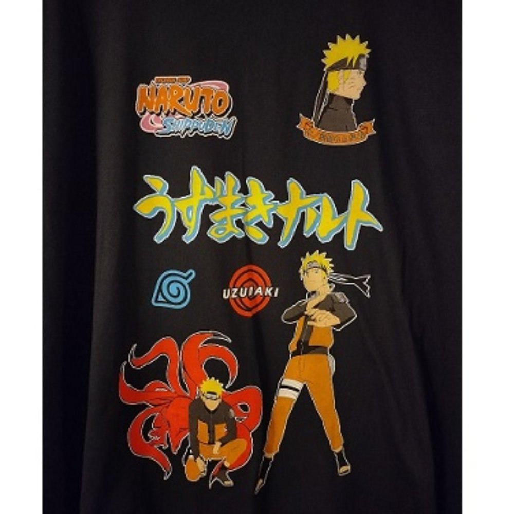 New Naruto Uzumaki Graphic Print Black Tshirt Size 4X NWOT